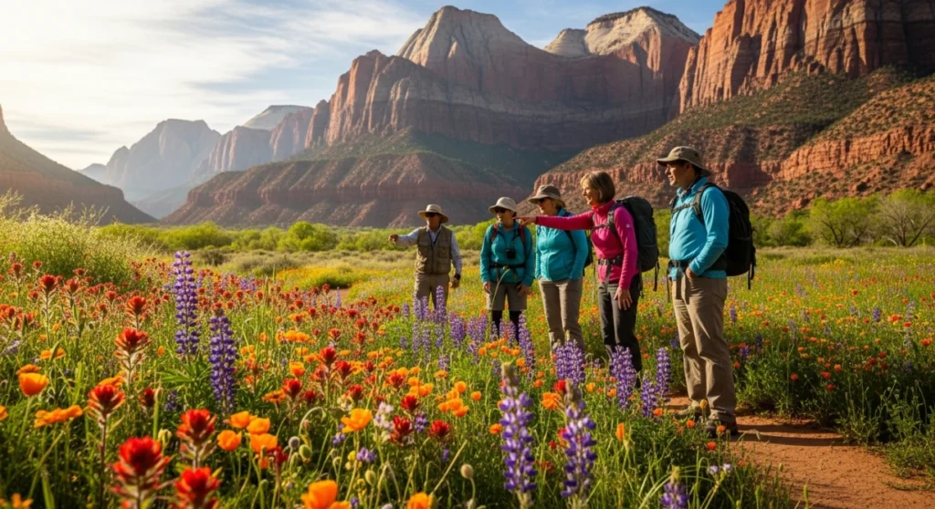Booking affordable guided wildflower walks near Zion in spring