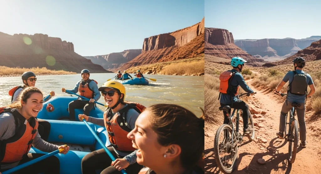 College spring break adventure package Moab rafting and mountain biking guide