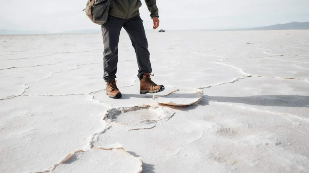 What the Bonneville Salt Flats Surface Feels Like Underfoot