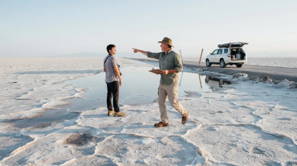 How Guides Choose Safe Stops for Bonneville Salt Flats Evening Photos